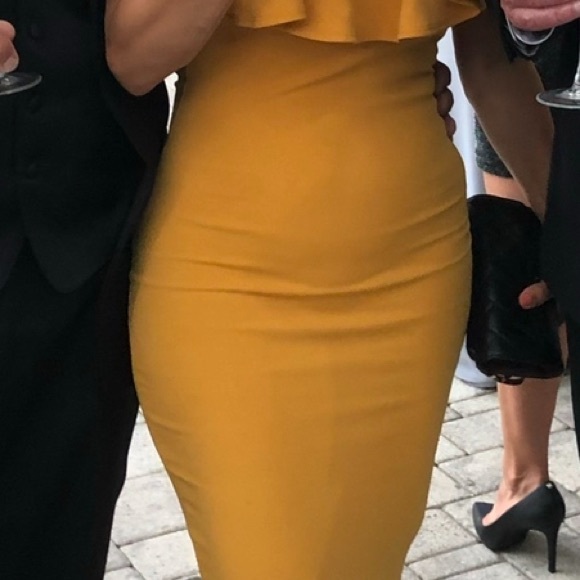 Fashion Nova Mustard One Shoulder Dress - Picture 8 of 8